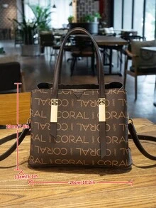 CORALDAISY Vintage Floral Print Handbag, Shoulder Bag, Crossbody Bag, Fashionable Women's Bag - Coffee Brown - View 5