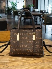 CORALDAISY Vintage Floral Print Handbag, Shoulder Bag, Crossbody Bag, Fashionable Women's Bag - Coffee Brown - View 2