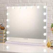 70x55cm Large White Hollywood Vanity Make Up Mirror With 17 LED Lights Dressing Table Light Up - White - View 8