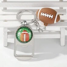 1入組男士玻璃時光足球造型設計便攜式開瓶器鑰匙扣包裝車鑰匙扣美式足球運動吊墜禮品 - 多色 - 查看 3