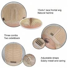 #613 Vàng Tóc giả phía trước Lace Sợi tổng hợp Tóc Nhổ trước Dài Thẳng Vàng Ren Tóc giả Chống nóng Chất xơ Tóc Sợi tổng hợp Ren Mặt trước Tóc giả Ở giữa Phần Glueless Tóc giả Đối với phụ nữ - Vàng - Xem 6