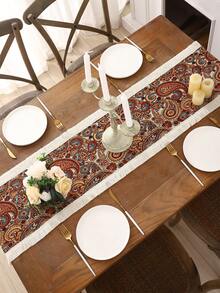 Miater 1條提織桌布配掛帶裝飾,波西米亞風格