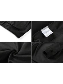 KEFITEVD 男士休閒運動套裝,帶拉鍊夾克和長褲,健身運動服裝,運動棉服,跟踪衣 - 黑與白 - 查看 4