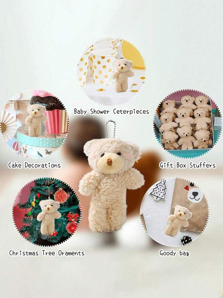 Lote De 18 Mini Ositos De Peluche Con Llavero – Suaves Y Adorables, Perfectos Para Decorar Pasteles, Manualidades, Regalos Y Detalles De Boda O Cumpleaños