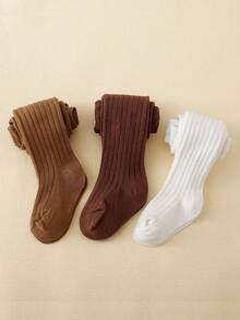 3 cái/bộ Cô gái Đơn giản Màu thuần Quần tất In Cà phê - Nhiều màu - Xem 4