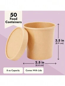 JUVALE 8盎司帶蓋帶走湯裝容器，一次性紙碗（50片裝）婚禮派對禮物袋 - 棕色 - 查看 9