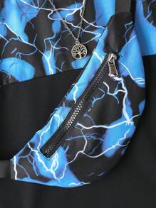 Ensemble Top à manches courtes décontracté et shorts avec sac bandoulière, imprimé éclair, pour garçons et adolescents, printemps/été