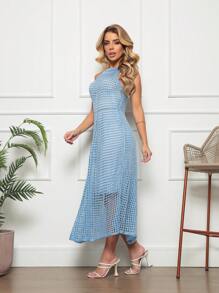 Women Sweater Dresses - Baby Blue - View 4