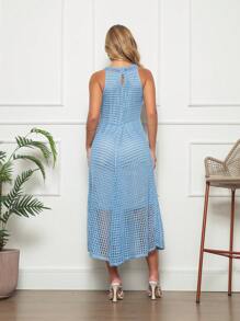 Women Sweater Dresses - Baby Blue - View 2