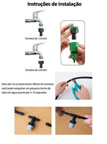Sistema de irrigação automática de resfriamento por névoa Sistema de irrigação por gotejamento Kit de mangueira de irrigação automática para plantas de jardim - Preto - Visão 10