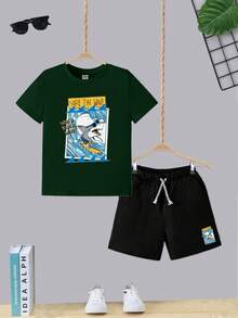 Tween Boys Sets - Màu xanh lá cây đậm - Xem 1