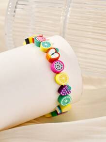 1pc Random Fruit Polymer Clay Bracelet With Fresh Girl Design - Colorful - View 1