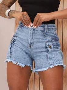 Women Denim Shorts - Xám - Xem 3