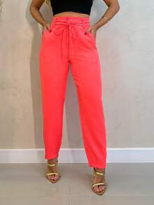 Women Pants - Coral Orange - View 2