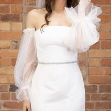 可拆脫的婚禮透明紗口袋式婚紗袖套,新娘婚禮配件 - 彩色 - 查看 5