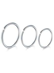 3Pcs Nose Rings Hoops Silver Thin Snug Surgical Steel Nose Septum Tragus Earring Lip Nostril Piercing Jewelry For Women - Multicolor - View 21