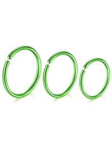 3Pcs Nose Rings Hoops Silver Thin Snug Surgical Steel Nose Septum Tragus Earring Lip Nostril Piercing Jewelry For Women - Multicolor - View 10