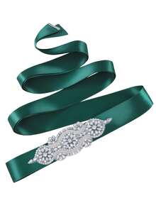 1條婚禮禮服腰帶,銀色鑽石和珍珠新娘腰飾,絲綢領帶晚禮服裝飾,手工水晶鑲嵌腰帶,歐美婚禮配飾 - 鑽石婚禮腰帶 - 查看 6