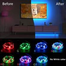 32-75吋電視專用led背景燈,16.4英尺usb接口,配備app、藍芽led燈條,rgb Led燈條,音樂同步,ip65防水,適用於臥室、電視機背景,遊戲室led燈條照明 - 彩色 - 查看 7