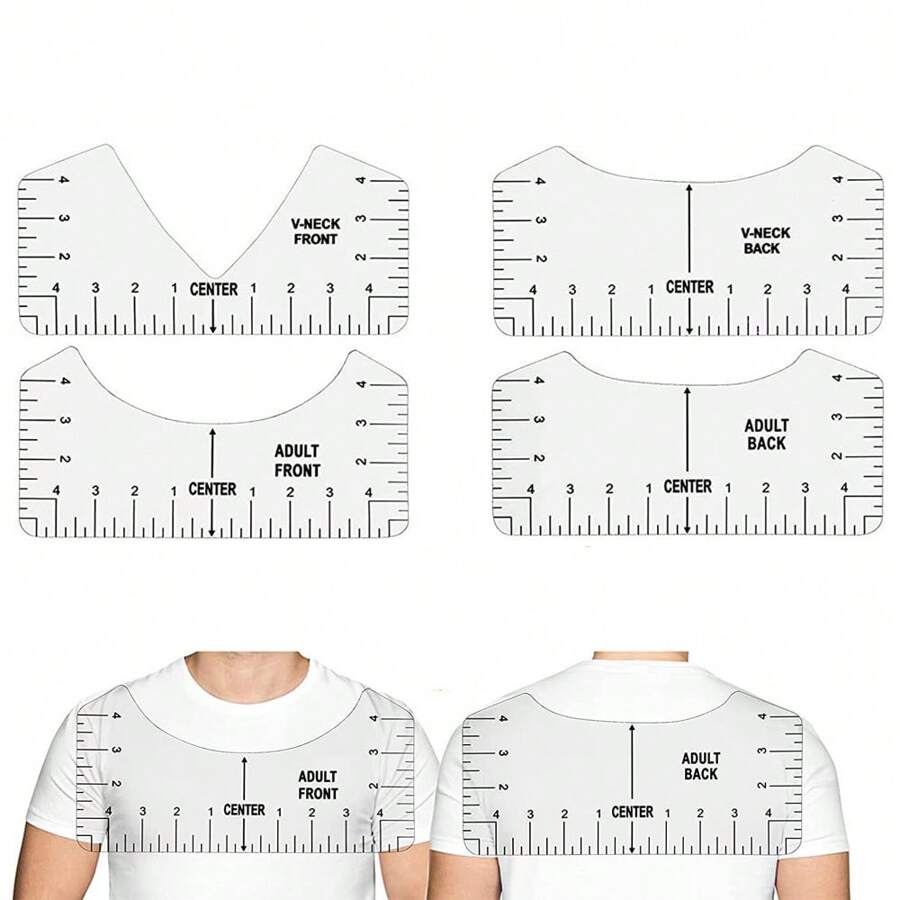 4pcs T-Shirt Alignment Tool, T-Shirt Ruler PVC, T-Shirt Ruler Guide Alignment Tool, Used For Aligning Designs In The Center With Heat Transfer Printing, Hand Sewing Supplies Accessories Tool - Clear - View 1