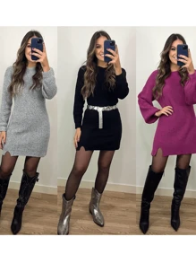 Women Sweater Dresses - màu đen - Xem 1