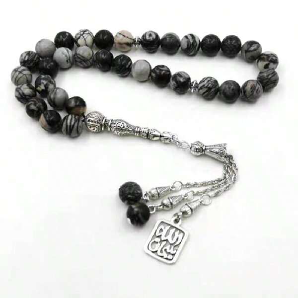 1 Piece Tasbih Black Network Jasper Stone  Gift
