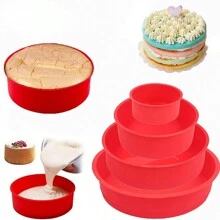 1pc 4/6/8 Inch Non-Stick Silicone Cake Pan, Reusable Baking Mold For Kitchen Accessories