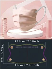 xxy 50pcs/Pack; Mask Dimension: Width 9.5cm, Top Length 17.8cm, Bottom Length 19cm; Butterfly-Shaped Beauty Enhancing Protective Face Mask, Multiple Colors Available To Meet People's Pursuit Of Aesthetics And Individuality.