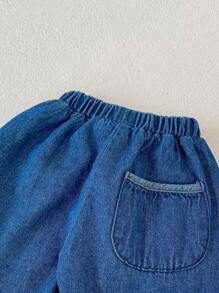 Baby Jeans Pants, Cute Unisex Infant Denim Trousers, Versatile Casual Long Pants, Fashion Carrot Pants, Suitable For Spring And Autumn - Blue - View 4