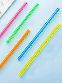 2pcs Transparent Colored Crystal Prism Triangular Ruler Measuring Scale Ruler For Students, Office And Drawing Supplies,Rulers - Multicolor - View 1