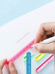 2pcs Transparent Colored Crystal Prism Triangular Ruler Measuring Scale Ruler For Students, Office And Drawing Supplies,Rulers - Multicolor - View 4