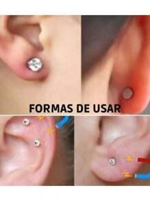 Men's Earrings - 銀灰色 - 查看 5