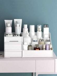 1 Miếng Trắng Ngăn kéo Hộp trữ mỹ phẩm , Bảo quản đồ trang điểm Với Đối với Bàn trang điểm , Ký túc xá Lưu trữ Trắng Hai lớp Hộp lưu trữ máy tính để bàn Với Nhiều Trắng Ngăn kéo Hộp trữ mỹ phẩm , Bảo quản đồ trang điểm Với Đối với Bàn trang điểm , Ký túc xá Lưu trữ Cái giá - trắng - Xem 1