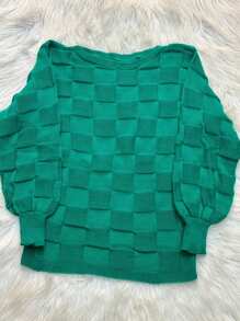 Plus Size Knit Tops - xanh quân đội - Xem 2