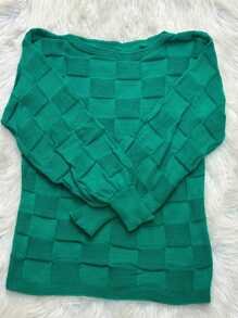 Plus Size Knit Tops - xanh quân đội - Xem 1