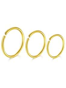 3Pcs Nose Rings Hoops Silver Thin Snug Surgical Steel Nose Septum Tragus Earring Lip Nostril Piercing Jewelry For Women - Multicolor - View 29