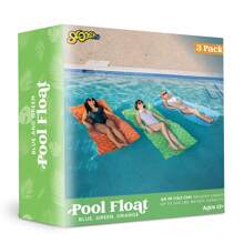 Syncfun 3 Pack 64x32 Inch Inflatable Pool Mat Swimming Pool Mattress Float Lounge With Headrest, Pool Float Air Mat For Adults - orange grön blå - Visa 8