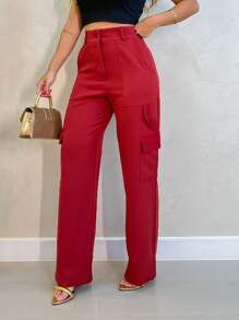 YING ZI Women Pants - 紅木色 - 查看 3