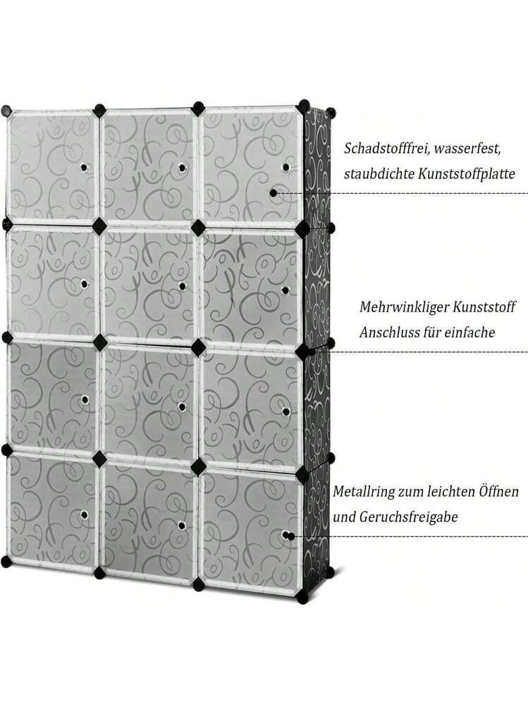 Quantum Storage Armadietto Portaoggetti PDC-12BK | 12 Cassetti In Plastica Trasparente | Impilabile O Da Parete | 15,2x25,7x25,7 Cm - 3