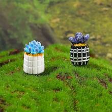 4 件/包娃娃屋人造迷你盆栽植物雕像微型植物盆景娃娃屋迷你盆栽假花盆模擬植物適合微型花園娃娃屋戶外裝飾禮品 - 彩色 - 查看 5