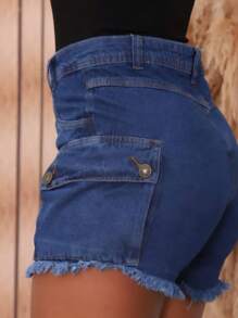 Women Denim Shorts - Azul - Ver 2