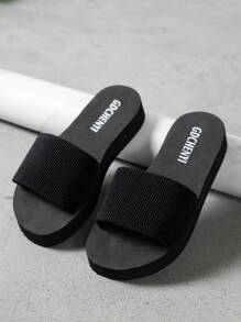 Dép xỏ ngón đế bằng thời trang, dép đi biển mới cho nữ, giày đế bằng phong cách Hàn Quốc thoải mái ngoài trời cho tiệc tùng, kỳ nghỉ. - màu đen - Xem 5