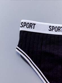 APRSEA 7pcs/Pack Ladies' Comfortable Low Rise Sexy Triangle Briefs With Letter Printed Elastic Bands, Ideal For Sports And Casual Wear
