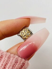 1 chiếc Vòng tay cặp đôi thời trang hàng đầu dành cho ngày lễ tình nhân năm 2025 Bướm & Gấu DIY dạng mô-đun bôi trơn, Phụ kiện làm đồ trang sức bằng thép không gỉ, Thích hợp làm quà tặng ngày lễ, tiệc tùng, phụ kiện trang phục hàng ngày - Bạc - Xem 31