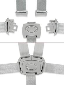 1pc Baby Grey 5-Point Harness With Adjustable Length Gray Shoulder & Crotch Pad, Can Also Be Used As 3-Point Harness, Perforated Connection Style For Strollers, Highchair, Etc. - Beige - View 6