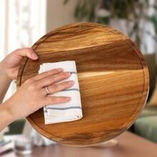 1pc Circular Wooden Decorative Tray, Suitable For Home Decor, Wooden Tray, Candle Tray, Perfume Tray, Coffee Table Tray, Suitable For Various Holidays Valentine Day Back To School