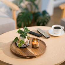 1pc Circular Wooden Decorative Tray, Suitable For Home Decor, Wooden Tray, Candle Tray, Perfume Tray, Coffee Table Tray, Suitable For Various Holidays Valentine Day Back To School