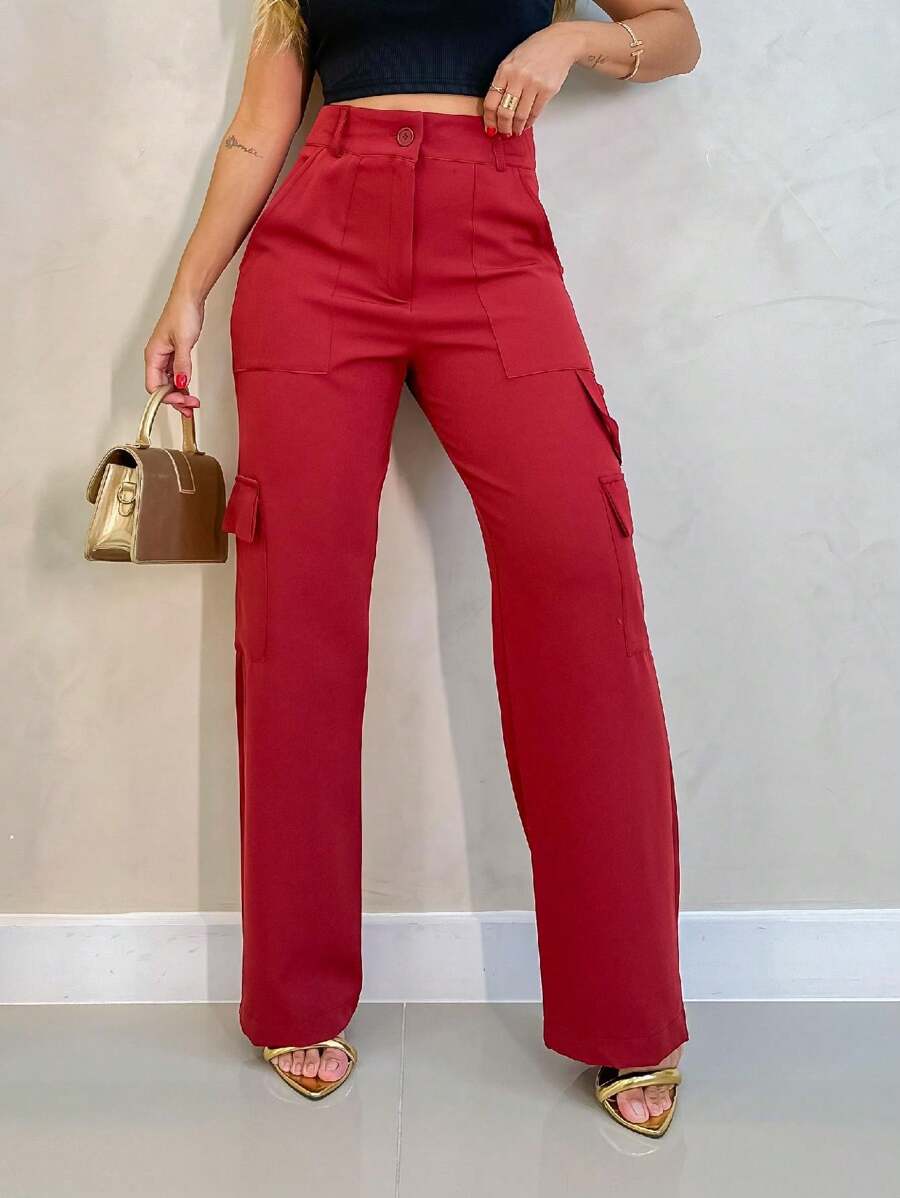 YING ZI Women Pants - 紅木色 - 查看 1