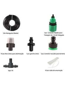 Sistema de irrigação automática de resfriamento por névoa Sistema de irrigação por gotejamento Kit de mangueira de irrigação automática para plantas de jardim - Preto - Visão 11