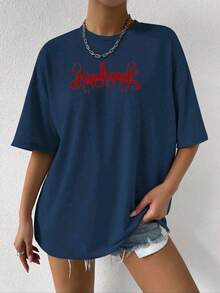 Plus Size T-Shirts - Màu xanh hải quân - Xem 1